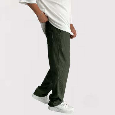 HIROAKI | 快適なリブ編みパンツ