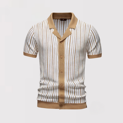 YOSHIMURA | ストライプニットポロシャツ