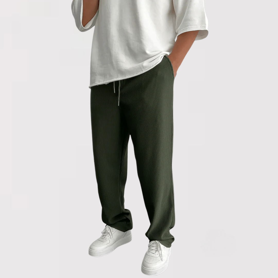 HIROAKI | 快適なリブ編みパンツ